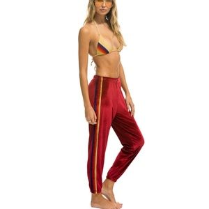 Aviator Nation red Joggers with Multicolor Stripe